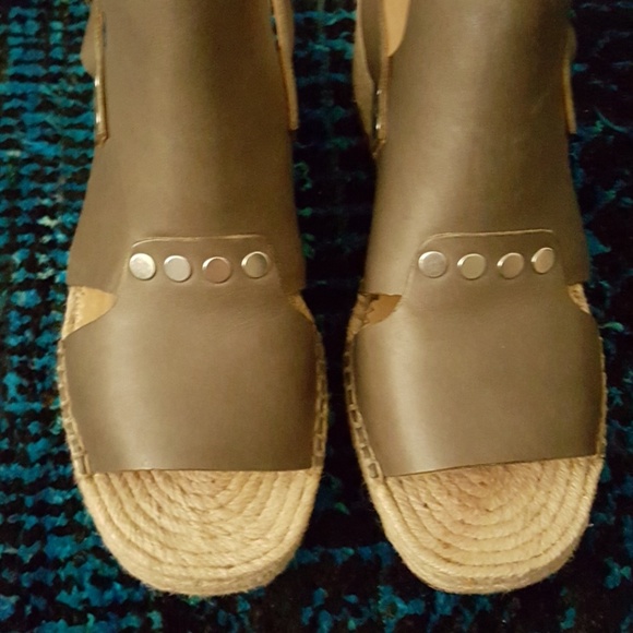 SOLD-RAG & BONE Leather Espadrille Wedges - 38.5 - Picture 2 of 7